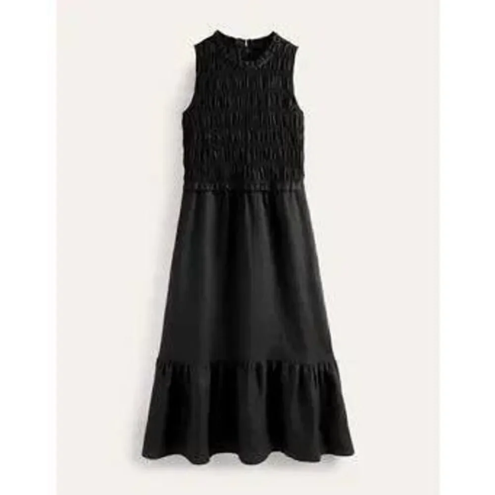 Boden Smocked Linen Midi Dress - Picture 3 of 6